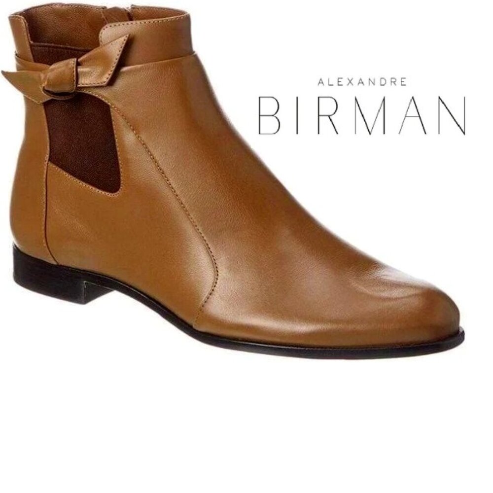 Alexandre Birman Clarita Leather Chelsea Booties Brown